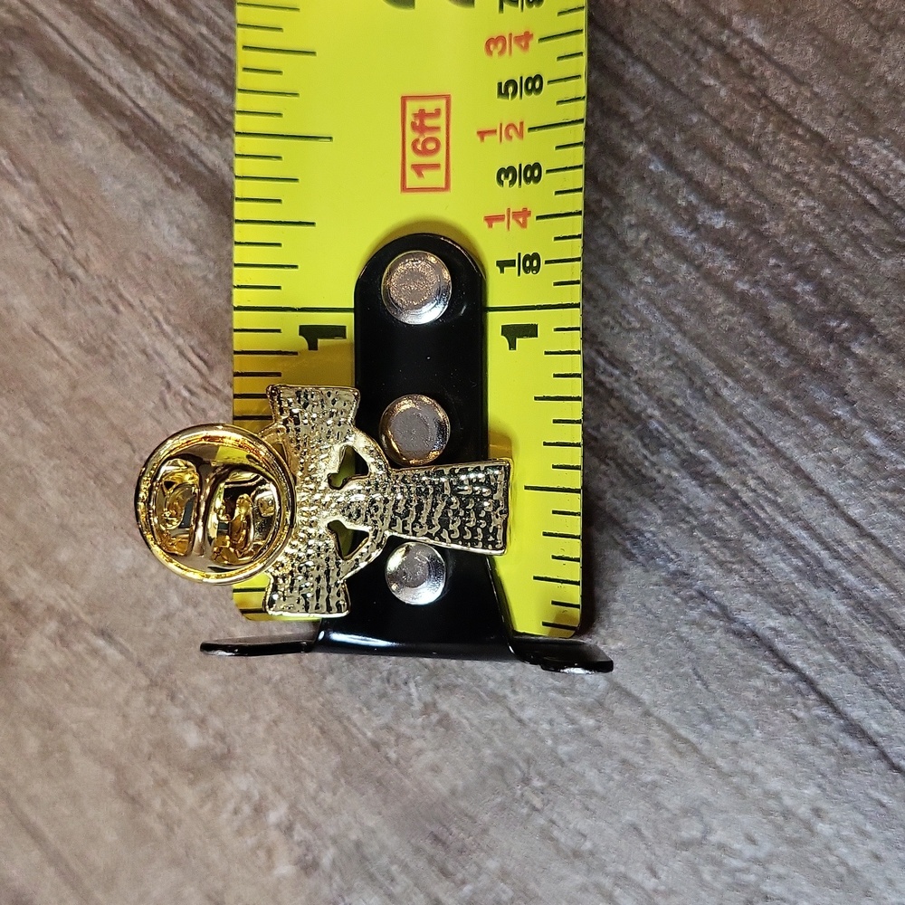 Gold Tone Cross Lapel Pin - Picture 6 of 7